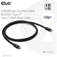 Club 3D CAC-1570 USB-C-kabel USB 4.0 USB-C stekker 1.20 m Zwart Afgeschermd