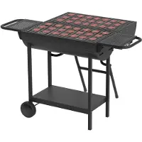 Kitchenbrothers 2-in-1 Houtskool BBQ XL met Verstelbare Luchtroosters - Zwart - 52 x 131 x 110 cm