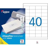 Agipa Universele etiketten, 48,5 x 25,4 mm, wit, rechthoekig