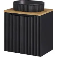 En.casa Wastafelonderkast met wastafel Newport Black 70,5x60,4x40 cm zwart en eikenkleurig []