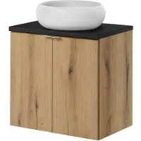 En.casa Wastafelonderkast met wastafel Newport met deuren 71,5x60,4x40 cm eikenkleurig en zwart []