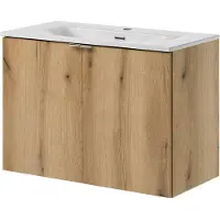 En.casa Wastafel 'Skelbolu', eikenlook, met deuren, 80x57x39 cm