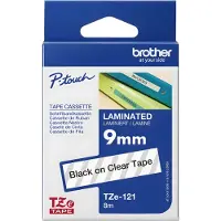 Brother TZe-121 Tape Zwart op transparant (9 mm)