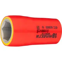 Hazet Dopsleutel · geïsoleerd 900KV-18 · 1/2 inch (12,5 mm) vierkant hol · Buiten-zeskant-tractieprofiel · SW 18 mm