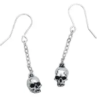 Alchemy Gothic - Gothic Oorbel - Deadskull Earrings - voor Vrouwen - zilverkleurig - Maat Standard