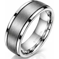 TJ Tom Jaxon Tom Jaxon heren ring Wolfraam Zwarte Groef Mat en Glans-19mm