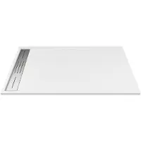 SHOWER DESIGN Opzet- of inbouwdouchebak van hars - Wit - 140 x 80 cm - Snijdbaar - LYROSA