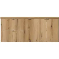En.casa Wastafelonderkast Newport 140x60x40 cm met 3 deuren en 2 lades eikenkleurig []