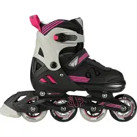 Nijdam Speed Combi Ice Skates Junior (verstelbaar) Zwart - Roze - Grijs 29-32