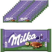 Milka Chocolade Reep Gebroken Noot - Doos 24 x 90g - Chocoladerepen en Tabletten - Voorraad - Verjaardag Cadeau Vrouw of Man - Geschenkset voor Man en Vrouw