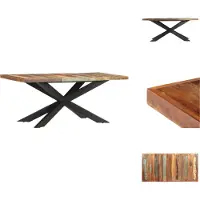 vidaXL Eettafel 180 x 90 x 76 cm, massief gerecycled hout - Eettafels