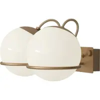 Astep Model 237/2 Model 238/2 Wandlamp 2 Opaline Spheres (14cm Diameter), Champagne Mount