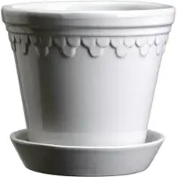 Bergs Potter Copenhagen Pot Met Schotel Ø12 Cm - Bloempotten Keramiek Mineral White - KCMW12S