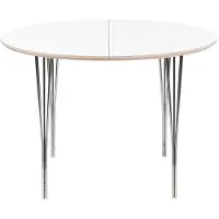 Haslev Symphony 82 Eettafel Ø105 Wit / Chroom - Eettafels & bartafels Laminaat White - SYMH82-LAOA-SP00CR74