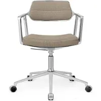 Vipp 453+ Draaistoel Met Zwenkwielen Gepolijst Aluminium / - Bureaustoelen Textiel Dark Sand - 453+33C01