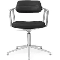 Vipp 453+ Draaistoel Gepolijst Aluminium / Zwart - Bureaustoelen Leer Black - 453+04G01