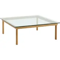 HAY Kofi Salontafel 100x100 Cm Gelakt Hout Op Waterbasis / Helder Glas - Salontafels Eiken Oak - AB203-A820-AE44