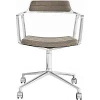 Vipp 452 Draaistoel Met Wielen Dark Sand / Gepolijst Aluminium - Bureaustoelen Textiel Multi - 45233C01V2
