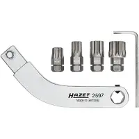 Hazet Deurscharnier insteekgereedschap | gebogen bithouder | SW T45, M8, M10, M12 | 9 x 12 mm insteekvierkant massief | 5/16 inch (8 mm) zeskant hol | 5-delig - 2597-2/5