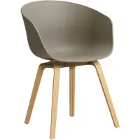 HAY Stoel AAC22 Water-Based Lacquered Oak 4 Leg Base Standard Glider Khaki 2.0 Shell
