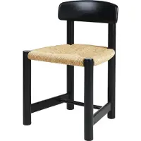 Gubi Daumiller Side Chair stoel Natural Rush-brown/black pine
