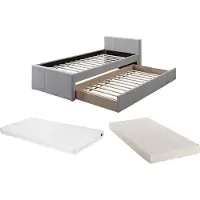 Vente-unique Bedframe stof grijs 90 x 190 cm