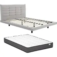 Vente-unique Bedframe stof grijs 160 x 200 cm NISATIO