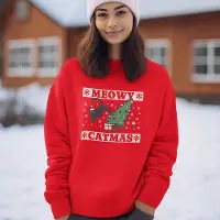 B&C Foute Kersttrui - Kleur Rood - Meowy Catmas - Maat XS - Uniseks Pasvorm - Kerstkleding voor Dames & Heren