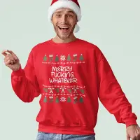 B&C Foute Kersttrui - Kleur Rood - Merry Fucking Whatever - Maat L - Uniseks Pasvorm - Kerstkleding voor Dames & Heren