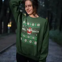 B&C Foute Kersttrui - Kleur Groen - Hail Santa Snowy Trees - Maat 4XL - Uniseks Pasvorm - Kerstkleding voor Dames & Heren
