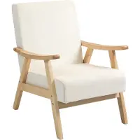 HOMCOM -Sessel-Polyester, Schaumstoff-80L x 65B x 83H cm-Cremeweiß