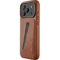 Mujjo Lederen portomonee hoesje iPhone 17 Pro Max – Geïntegreerde lederen portemonnee – MagSafe compatibel – Ontwikkelt unieke patina - Bruin