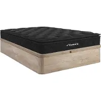Vente-unique Set 140 x 190 cm bedbodem met opbergruimte, licht naturel + matras met pocketveren met ingebouwd dekmatras van 28 cm dik - BLACK DREAM van YSMÉE