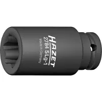 Hazet Krachtdopsleutel · met speciaal profiel 2784SLG-1 · 1/2 inch (12,5 mm) vierkant hol · Ribbelprofiel · 39 mm