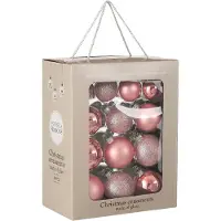 Mica Decorations Kerstballen glas roze - 26 stuks (ø7 cm)
