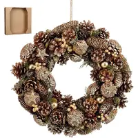 Mica Decorations Kerstkrans Brant Brons Dennenappels D 45 H 9 Cm