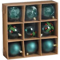 Mica Decorations Christmas Baubles Set - 9 Pieces - Ø8 cm - Shatterproof - Green