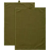 Decotique Sienna Theedoek 50x70 Cm Pak Van 2 Olijfgroen - Keukenhanddoeken Katoen Olive - 421688