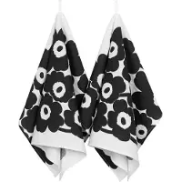 Marimekko Unikko Theedoek 47x70 Cm Pak Van 2 Zwart / Wit - Keukenhanddoeken Katoen Black - 075055-190