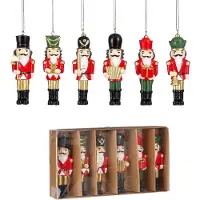 Mica Decorations Kerstornament Notenkraker - Set van 6 - L4 x B2 x H11 cm - Polyester - Rood