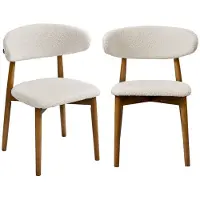 Sweeek Stoelen rubberhout en bouclé bekleding (set van 2) Walnoot
