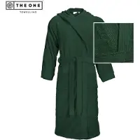 The One Towelling The One Badstoffen Badjas met capuchon Donker Groen-L/XL