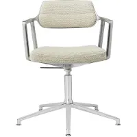 Vipp 453+ Draaistoel Gepolijst Aluminium / Wavy Gebroken Wit - Bureaustoelen Textiel Offwhite - 453+02G01
