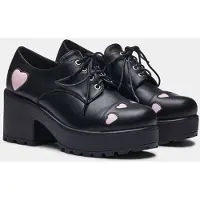KOI - Rockabilly Hoge hak - Tennin Heart Shoes - EU36 tot EU40 - voor Vrouwen - zwart-roze | Maat 39