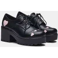 KOI - Rockabilly Hoge hak - Tennin Heart Shoes - EU37 tot EU40 - voor Vrouwen - zwart-roze - Maat 40