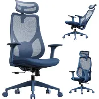 Sense7 MOYO - Bureaustoel - Verstelbare hoogte - Gamingstoel - 3D-armsteunen - Verstelbare hoofdsteun - Ergonomische Kantelbare Rugleuning - Marineblauw