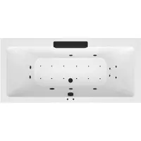 Polysan Cascata Whirlpoolbad, 185x85x45cm, zwarte cascade-uitloop, Active Hydro-Air, chroom