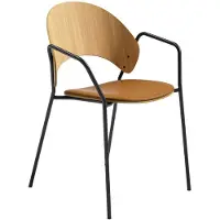 Please wait to be seated Dosina Fauteuil / Cognac Leer - Stoelen Eiken Oak - 702110223
