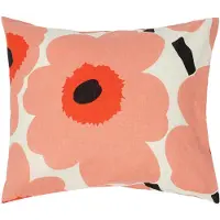 Marimekko Unikko Kussensloop 60x63 Cm Koraal / Houtskool / Orange Red - Kussenslopen Katoen Coral - 075479-139