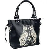 Banned - Gothic Handtas - Esoteric Cat Bag - voor Vrouwen - zwart-wit - Maat Standard